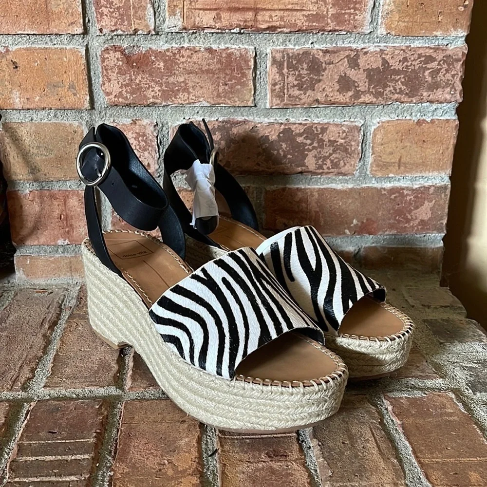 NEW Dolce Vita Lesley Zebra Striped Platform Sandals